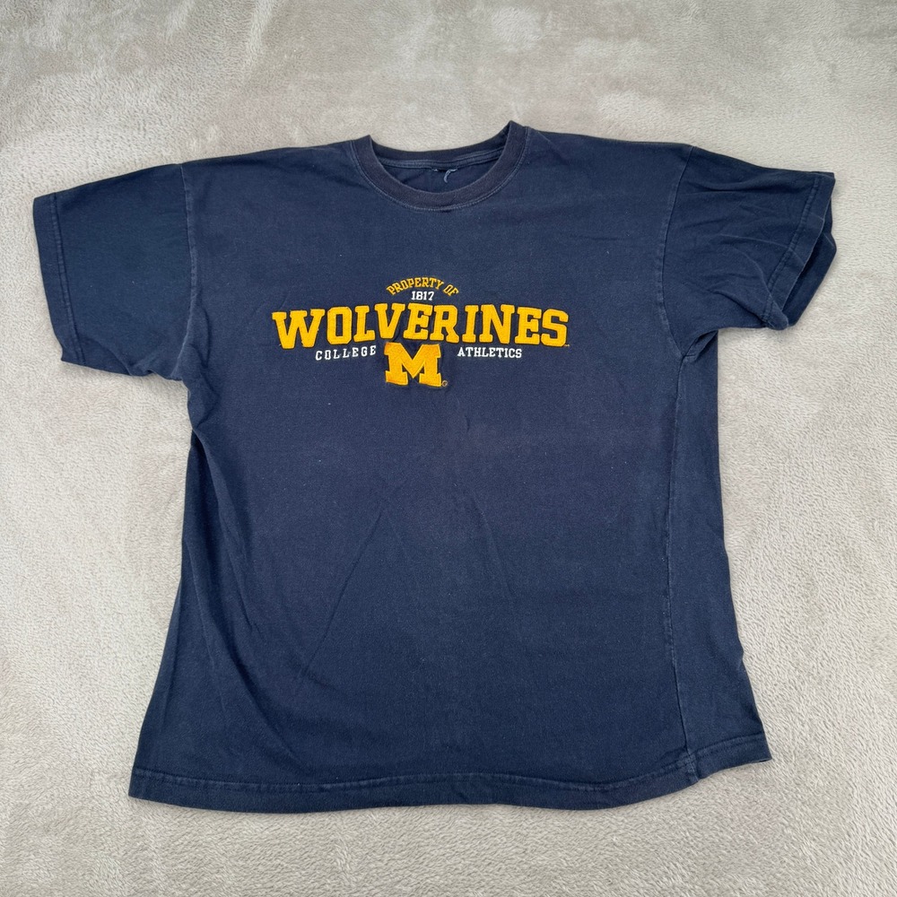 Vintage Michigan Wolverines Football Shirt Mens L Blue College Athletics NCAA